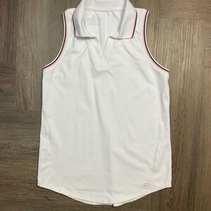 Southern Tide Sleeveles Performance Golf Polo Top Womens XS White Preppy‎ Tennis